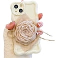thumbnail image 1 of Compatible with iPhone Case,Cute Rose Flower Floral Wavy Curly Water Ripple Bumper Matte Silicone [ Drop&Full Body Protection] Shockproof Cover Phone Case (White,iPhone 15 Pro Max), 1 of 5