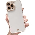 thumbnail image 1 of Compatible with iPhone Case,Electro Plated Bumper Clear [Compatible with Wireless Charging][Not Yellowing] Camera Lens Protection Soft Shockproof Cover Phone Case (White,iPhone 13 Pro Max), 1 of 7