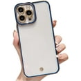 thumbnail image 1 of Compatible with iPhone Case,Electro Plated Bumper Clear [Compatible with Wireless Charging][Not Yellowing] Camera Lens Protection Soft Shockproof Cover Phone Case (Blue,iPhone 13 Pro Max), 1 of 7
