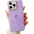 thumbnail image 1 of Compatible with iPhone Case,Electro Plated Camera Glitter Pearly Shell Pattern Full Body Protection Soft Shockproof Cover Phone Case (Purple,iPhone 14 Pro Max), 1 of 7