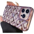 thumbnail image 1 of Compatible with iPhone Case,Electro Plated Clear Heart Argyle Laid Checkered Design Full Body Protection Soft Shockproof Cover Phone Case (Pink,iPhone 15 Plus), 1 of 6