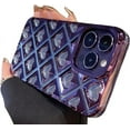 thumbnail image 1 of Compatible with iPhone Case,Electro Plated Clear Heart Argyle Laid Checkered Design Full Body Protection Soft Shockproof Cover Phone Case (Purple,iPhone 13 Pro Max), 1 of 6