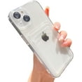 thumbnail image 1 of Compatible with iPhone Case,Electro Plated Credit Card Slot Holder Wallet Clear [Camera Lens Protection] Soft Shockproof Cover Phone Case (Clear,iPhone 14 Pro Max), 1 of 7