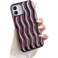 thumbnail image 1 of Compatible with iPhone Case,Electro Plated Curly Wave Water Ripple Pattern Camera Lens Protection Soft Shockproof Cover Phone Case (Purple,iPhone 12 Pro), 1 of 7