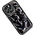 thumbnail image 1 of Compatible with iPhone Case,Electro Plated Water Ripple Curly Wave Shape Pattern Camera Lens Protection Soft Shockproof Cover Phone Case (Black,iPhone 14 Plus), 1 of 8