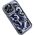 thumbnail image 1 of Compatible with iPhone Case,Electro Plated Water Ripple Curly Wave Shape Pattern Camera Lens Protection Soft Shockproof Cover Phone Case (Blue,iPhone 12 Pro Max), 1 of 7