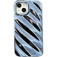 thumbnail image 1 of Compatible with iPhone Case,Electro Plated Water Ripple Curly Wave Shape Pattern Camera Lens Protection Soft Shockproof Cover Phone Case (Blue,iPhone 13 Pro), 1 of 7