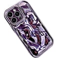 thumbnail image 1 of Compatible with iPhone Case,Electro Plated Water Ripple Curly Wave Shape Pattern Camera Lens Protection Soft Shockproof Cover Phone Case (Purple,iPhone 14 Plus), 1 of 8
