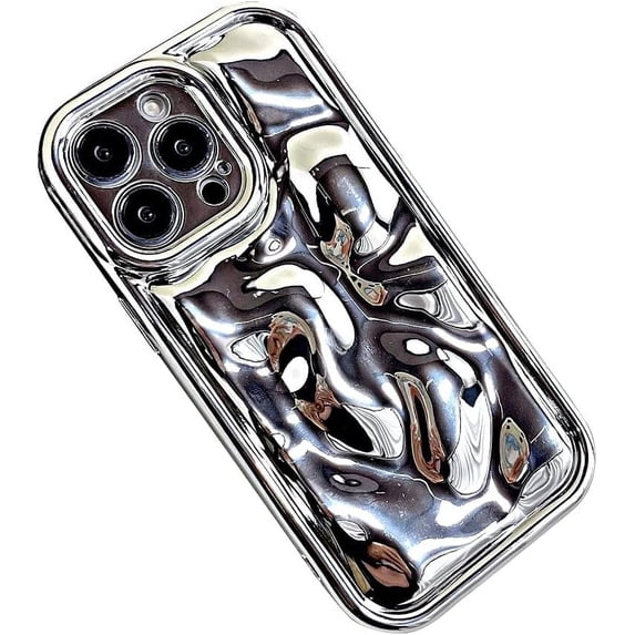 Compatible with iPhone Case,Electro Plated Water Ripple Curly Wave Shape Pattern Camera Lens Protection Soft Shockproof Cover Phone Case (White,iPhone Xs Max)