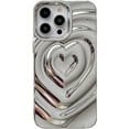thumbnail image 1 of Compatible with iPhone Case,Electroplate 3D Heart Water Ripple Curly Wave Pattern Silicone Bumper Protection Soft Shockproof Cover Phone Case (Silver,iPhone 14 Plus), 1 of 7