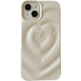 thumbnail image 1 of Compatible with iPhone Case,Electroplate 3D Heart Water Ripple Curly Wave Pattern Silicone Bumper Protection Soft Shockproof Cover Phone Case (White,iPhone 14), 1 of 7