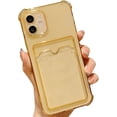 thumbnail image 1 of Compatible with iPhone Case,Fluorescent Clear Credit Card Slot Holder Wallet Camera Lens Protection Soft Shockproof Cover Phone Case (Glod,iPhone 15 Pro), 1 of 6