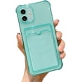 thumbnail image 1 of Compatible with iPhone Case,Fluorescent Clear Credit Card Slot Holder Wallet Camera Lens Protection Soft Shockproof Cover Phone Case (Green,iPhone 14 Pro Max), 1 of 6