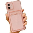 thumbnail image 1 of Compatible with iPhone Case,Fluorescent Clear Credit Card Slot Holder Wallet Camera Lens Protection Soft Shockproof Cover Phone Case (Pink,iPhone 14 Pro Max), 1 of 6