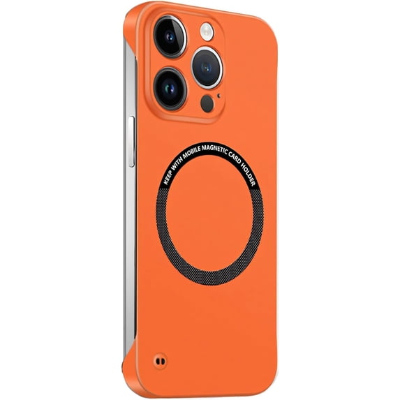 Compatible with iPhone Case,Frameless Slim Fit Design Ultra-Thin,Compatible with Magsafe & Wireless Charging,Hard Magnetic Shockproof Cover Phone Case (Orange,iPhone 16)