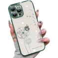 thumbnail image 1 of Compatible with iPhone Case,Glitter Bling Sparkly Crystal Rhinestone Diamond Dandelion Flower Floral Electro Plated Edge Clear Soft Shockproof Cover Phone Case (Green,iPhone Xs Max), 1 of 6