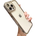 thumbnail image 1 of Compatible with iPhone Case,Glitter Bling Sparkly Diamond Electro Plated Frame Camera Lens Protective Clear Soft Shockproof Cover Phone Case (Gold,iPhone 12 Pro), 1 of 7