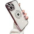 thumbnail image 1 of Compatible with iPhone Case,Glitter Bling Sparkly Diamond Logo View Window Camera Lens Protection ElectroPlated Color Frame Edge Border Clear Soft Phone Case (Purple,iPhone 14 Pro Max), 1 of 8