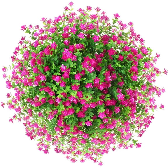 Artificial Plants Fake Flowers indoor outside plants uv Resistant Faux Bulk plastic Daffodils Flower Greenery Boxwood for Hanging Planters Outdoor Front Porch Backyard Garden Decoration(red)