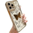 thumbnail image 1 of Compatible with iPhone Case,Glitter Diamond Camera Lens Protection Bling Sparkle Butterfly Clear Soft Shockproof Cover Phone Case (Gold,iPhone 14 Plus), 1 of 7