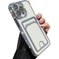 thumbnail image 1 of Compatible with iPhone Case,Glitter Diamond Credit Card Slot Holder Wallet Bling Sparkle Camera Lens Protection Clear Soft Shockproof Cover Phone Case (Blue,iPhone 13 Pro Max), 1 of 7