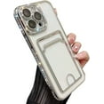 thumbnail image 1 of Compatible with iPhone Case,Glitter Diamond Credit Card Slot Holder Wallet Bling Sparkle Camera Lens Protection Clear Soft Shockproof Cover Phone Case (Silver,iPhone 12), 1 of 7
