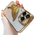 thumbnail image 1 of Compatible with iPhone Case,Glitter Electro Plated Butterfly Liquid Sand Camera Lens Protection Soft Shockproof Cover Phone Case (Gold,iPhone 15 Pro Max), 1 of 5