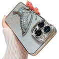 thumbnail image 1 of Compatible with iPhone Case,Glitter Electro Plated Butterfly Liquid Sand Camera Lens Protection Soft Shockproof Cover Phone Case (Silver,iPhone 13 Pro Max), 1 of 6