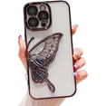 thumbnail image 1 of Compatible with iPhone Case,Glitter Electro Plated Butterfly Liquid Sand Clear Camera Lens Protection Soft Shockproof Cover Phone Case (Black,iPhone 12 Pro Max), 1 of 5