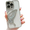 thumbnail image 1 of Compatible with iPhone Case,Glitter Electro Plated Butterfly Liquid Sand Clear Camera Lens Protection Soft Shockproof Cover Phone Case (Silver,iPhone 14 Pro Max), 1 of 4