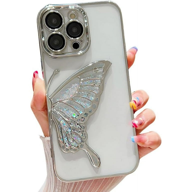 Compatible with iPhone Case,Glitter Electro Plated Butterfly