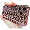 thumbnail image 1 of Compatible with iPhone Case,Glitter Electro Plated Liquid Silicone Argyle Checkered Camera Lens Protection Soft Shockproof Cover Phone Case (Rose Gold,iPhone 14 Plus), 1 of 8