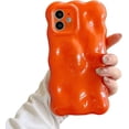 thumbnail image 1 of Compatible with iPhone Case, Glitter Glossy Electro Plated Curly Wave Water Ripple Design Camera Lens Protection Soft Shockproof Cover Phone Case (Orange,iPhone 14 Plus), 1 of 7