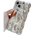 thumbnail image 1 of Compatible with iPhone Case, Glitter Glossy Electro Plated Curly Wave Water Ripple Design Camera Lens Protection Soft Shockproof Cover Phone Case (Silver,iPhone 12 Pro Max), 1 of 8