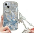 thumbnail image 1 of Compatible with iPhone Case,Glitter Gradient Butterfly Bracelet Curly Wave Water Ripple Shape Camera Lens Protection Clear Soft Shockproof Cover Phone Case (Blue,iPhone 15), 1 of 6