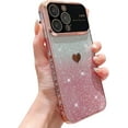 thumbnail image 1 of Compatible with iPhone Case,Glitter Gradient Electro Plated Heart Bumper [Large Viewport Design & Camera Lens Protection] Clear Soft Shockproof Cover Phone Case (Pink,iPhone 13 Pro Max), 1 of 6