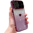 thumbnail image 1 of Compatible with iPhone Case,Glitter Gradient Electro Plated Heart Bumper [Large Viewport Design & Camera Lens Protection] Clear Soft Shockproof Cover Phone Case (Purple,iPhone 12 Pro), 1 of 6