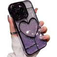 thumbnail image 1 of Compatible with iPhone Case,Glitter Gradient Heart Electro Plated Bumper Camera Lens Protection Clear Soft Shockproof Cover Phone Case (Purple,iPhone 14 Pro Max), 1 of 6
