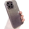 thumbnail image 1 of Compatible with iPhone Case,Glitter Hard Glass [Compatible with Wireless Charging] Camera Lens Protection Clear Soft Shockproof Cover Phone Case (Purple,iPhone 14 Pro Max), 1 of 4