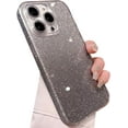 thumbnail image 1 of Compatible with iPhone Case,Glitter Hard Glass [Compatible with Wireless Charging] Camera Lens Protection Clear Soft Shockproof Cover Phone Case (Silver,iPhone 14 Pro Max), 1 of 5