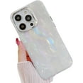 thumbnail image 1 of Compatible with iPhone Case,Glitter Matte Colorful Pearly Shell Pattern [Compatible with Wireless Charging] Full Body Protection Soft Shockproof Cover Phone Case (White,iPhone 15 Pro Max), 1 of 6