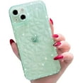 thumbnail image 1 of Compatible with iPhone Case,Glitter Sparkle Bling Crystal Clear Diamond Pattern Camera Lens Bumper Protection Transparent Soft Shockproof Cover Phone Case (Green,iPhone 14 Plus), 1 of 10