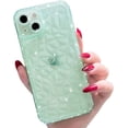 thumbnail image 1 of Compatible with iPhone Case,Glitter Sparkle Bling Crystal Clear Diamond Pattern Camera Lens Bumper Protection Transparent Soft Shockproof Cover Phone Case (Green,iPhone 13 Pro Max), 1 of 10