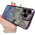 thumbnail image 1 of Compatible with iPhone Case,Gradient Glitter Diamond Butterfly Electro Plated Bumper Camera Lens Protection Clear Soft Shockproof Cover Phone Case (Purple,iPhone 15 Pro Max), 1 of 8
