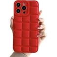 thumbnail image 1 of Compatible with iPhone Case,Liquid Silicone Plaid Checkered Design Couple Matching Camera Lens Protection Soft Shockproof Cover Phone Caseproof Cover Phone Case (Red,iPhone 15 Plus), 1 of 5