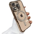 thumbnail image 1 of Compatible with iPhone Case,Luxury Glitter Bling Sparkly[Compatible with Magsafe] Diamond ElectroPlated Soft Shockproof Cover Phone Case (Gold,iPhone 15), 1 of 12