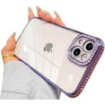 thumbnail image 1 of Compatible with iPhone Case,Luxury Glitter Bling Sparkly Diamond Electro Plated Frame Edge Border Full Body Protective Clear Soft Shockproof Cover Phone Case (Purple,iPhone 11 Pro Max), 1 of 6