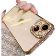 thumbnail image 1 of Compatible with iPhone Case,Luxury Glitter Bling Sparkly Diamond Electro Plated Frame Edge Border Full Body Protective Clear Soft Shockproof Cover Phone Case (Gold,iPhone 14 Pro), 1 of 6