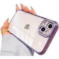 thumbnail image 1 of Compatible with iPhone Case,Luxury Glitter Bling Sparkly Diamond Electro Plated Frame Edge Border Full Body Protective Clear Soft Shockproof Cover Phone Case (Purple,iPhone 12 Pro), 1 of 5
