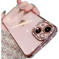 thumbnail image 1 of Compatible with iPhone Case,Luxury Glitter Bling Sparkly Diamond Electro Plated Frame Edge Border Full Body Protective Clear Soft Shockproof Cover Phone Case (Pink,iPhone 15), 1 of 10